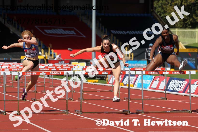 Womens 100 metres hurdles, 2019 Muller British Championships, Alexander Stadium, Birmingham. Photo: David T. Hewitson/Sports for All Pics